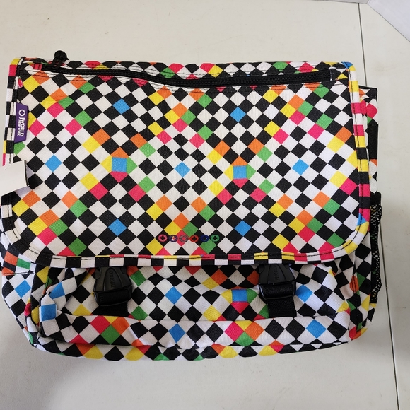 J World Unisex Terry 15" Messenger Bag, Checkers - Picture 1 of 5